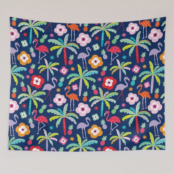 Artikelvorschau, Flamingo Paradise - Navy entworfen und verkauft von Rainbows Galore.