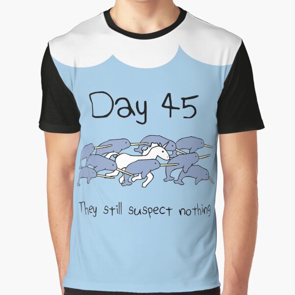 Day 45. They still suspect nothing (Narwhals + Unicorn) Graphic T-Shirt