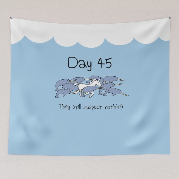 Item preview, Day 45. They still suspect nothing (Narwhals + Unicorn) designed and sold by jezkemp.