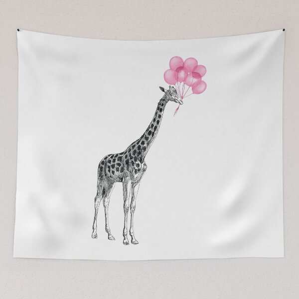 Item preview, Giraffe and Pink Balloons designed and sold by chillaxcats.
