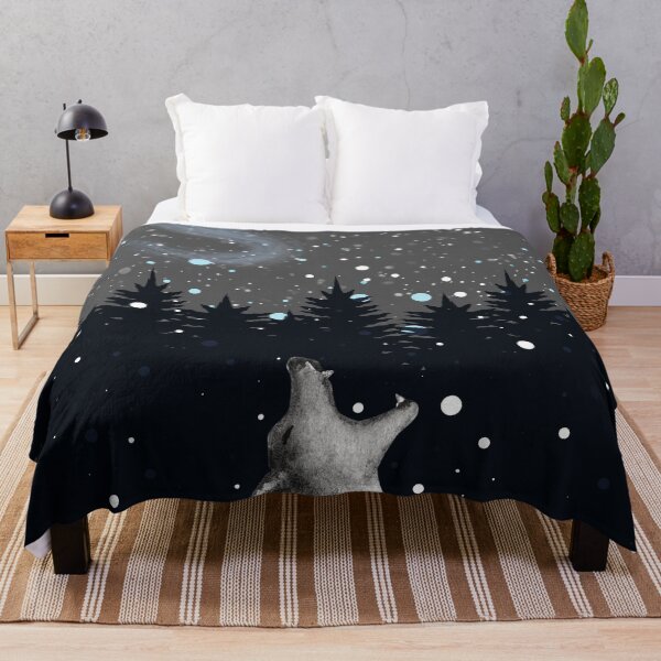 Item preview, Lonely Wolf Singing in the Black Woods of the Dark Snowy Winter Night designed and sold by CommittedGrace.