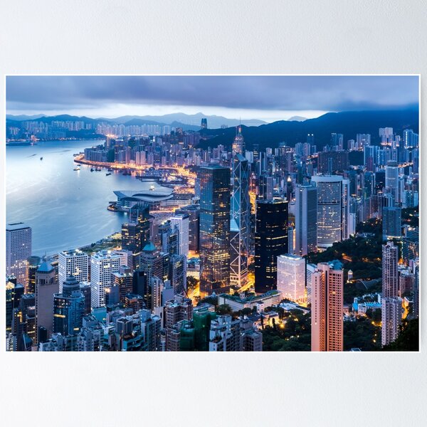 Item preview, Hong Kong Skyline buildings night lights pretty photography city travel hk designed and sold by emcazalet.