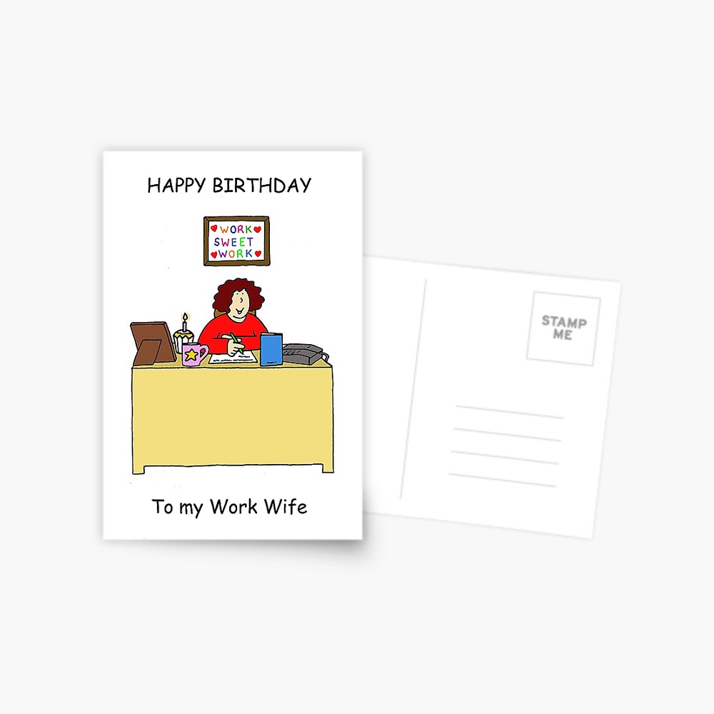 Carte De Vœux Femme De Travail De Joyeux Anniversaire Dame De La Bande Dessinee Par Katetaylor Redbubble