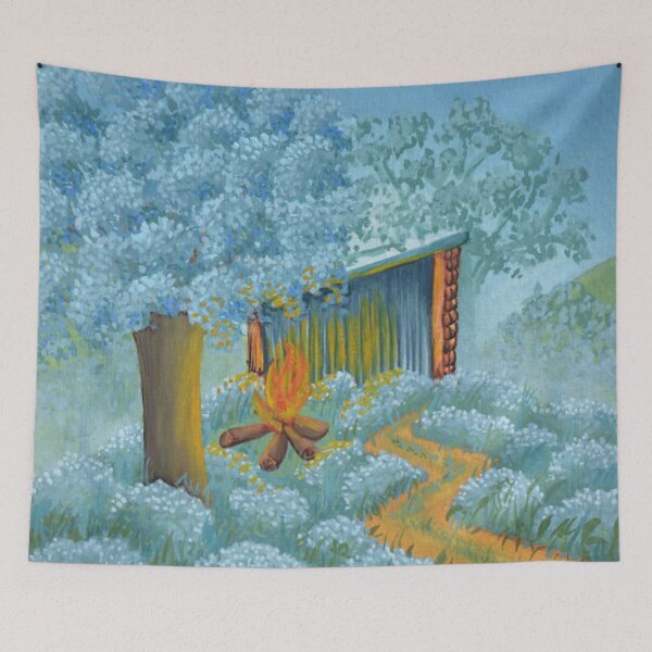 Item preview, The oak hut no. 7 - Secret garden - Gouache painting designed and sold by WanderingGraha.