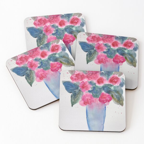 Artikelvorschau, Vase mit rosa Blumen entworfen und verkauft von Infusedwithcolour.