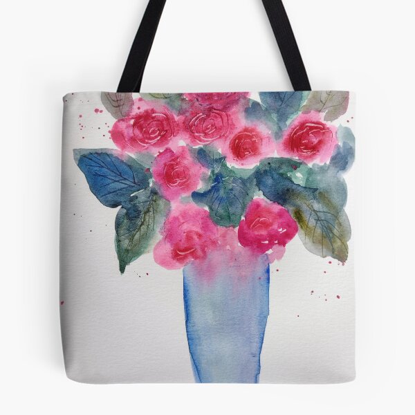 Item preview, Jarrón con flores rosas designed and sold by Infusedwithcolour.