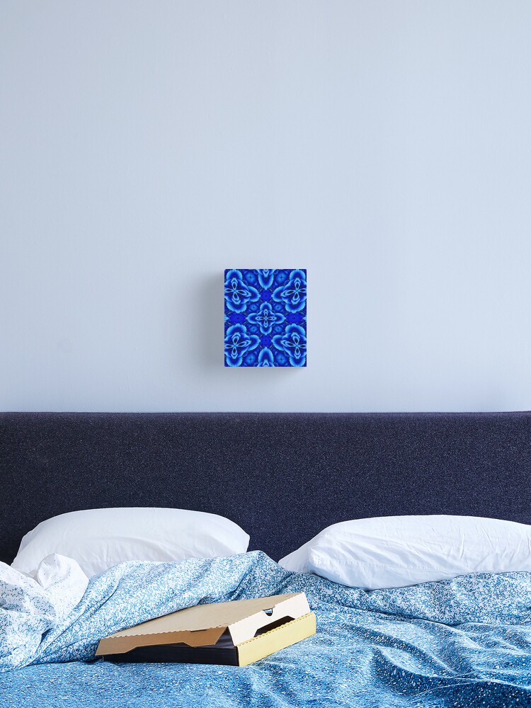 Thumbnail 2 of 3, Canvas Print, Unique Blue Rose Pattern designed and sold by Patternflower.