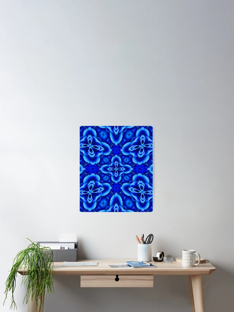 Thumbnail 2 of 3, Poster, Unique Blue Rose Pattern designed and sold by Patternflower.