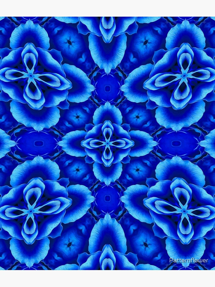 Thumbnail 3 of 3, Poster, Unique Blue Rose Pattern designed and sold by Patternflower.