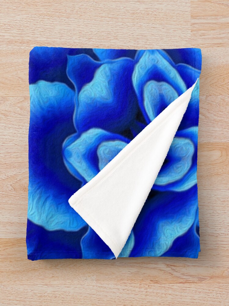 Thumbnail 3 of 6, Throw Blanket, Unique Blue Rose Pattern designed and sold by Patternflower.