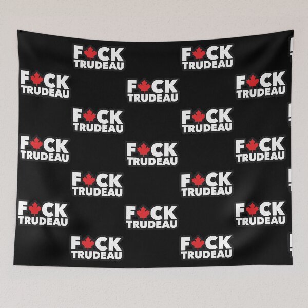 Item preview, Fck Justin Trudeau censored with red maple leaf flag Parody Meme canadian PM TrudeauMustGo Libcon C designed and sold by ThatByMattz.