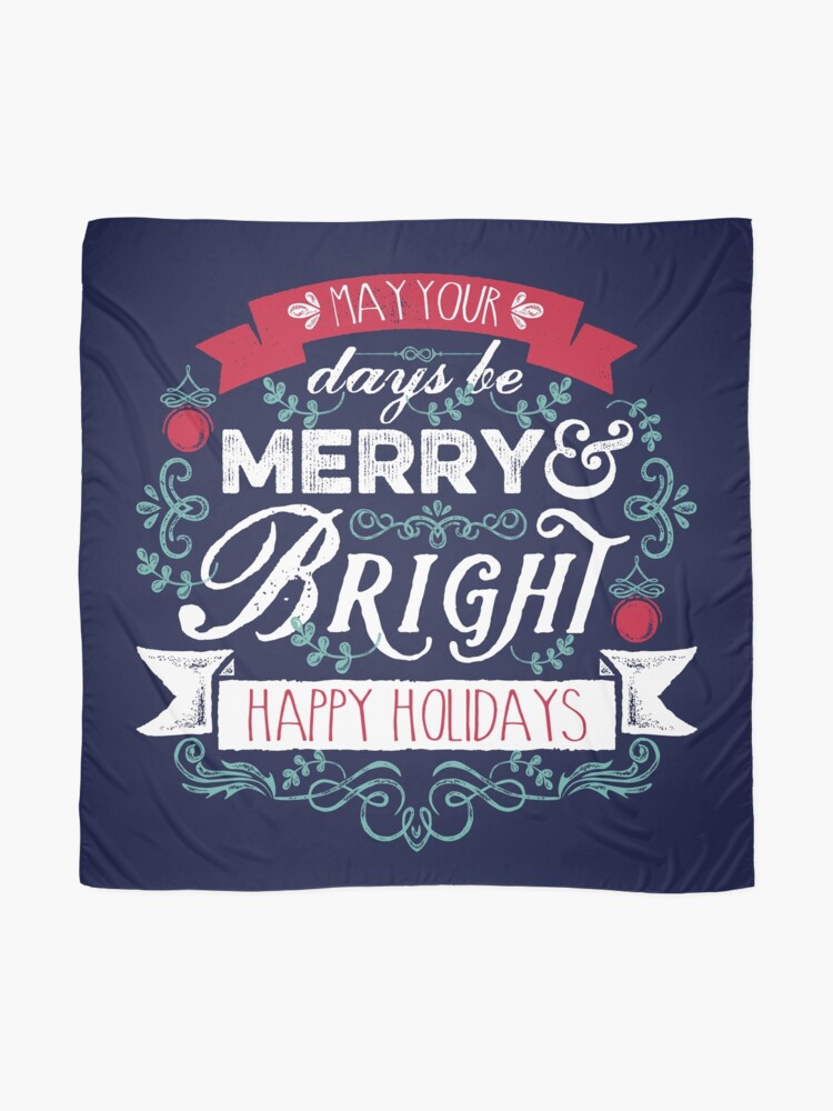 Alternate view of Merry & Bright Christmas Happy Holidays Typography Scarf