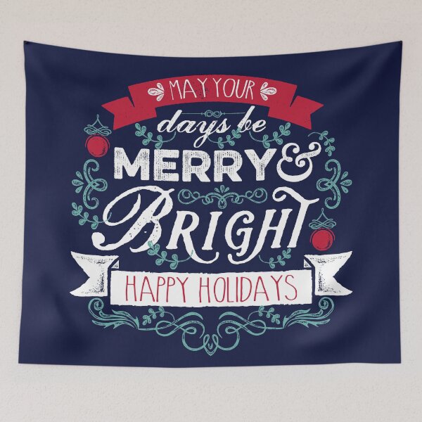 Item preview, Merry & Bright Christmas Happy Holidays Typography designed and sold by Beverly Claire Kaiya.