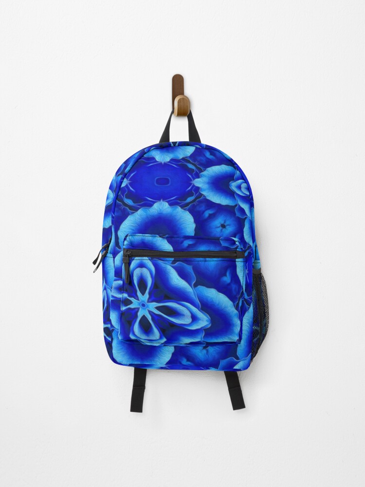 Thumbnail 1 of 3, Backpack, Unique Blue Rose Pattern designed and sold by Patternflower.