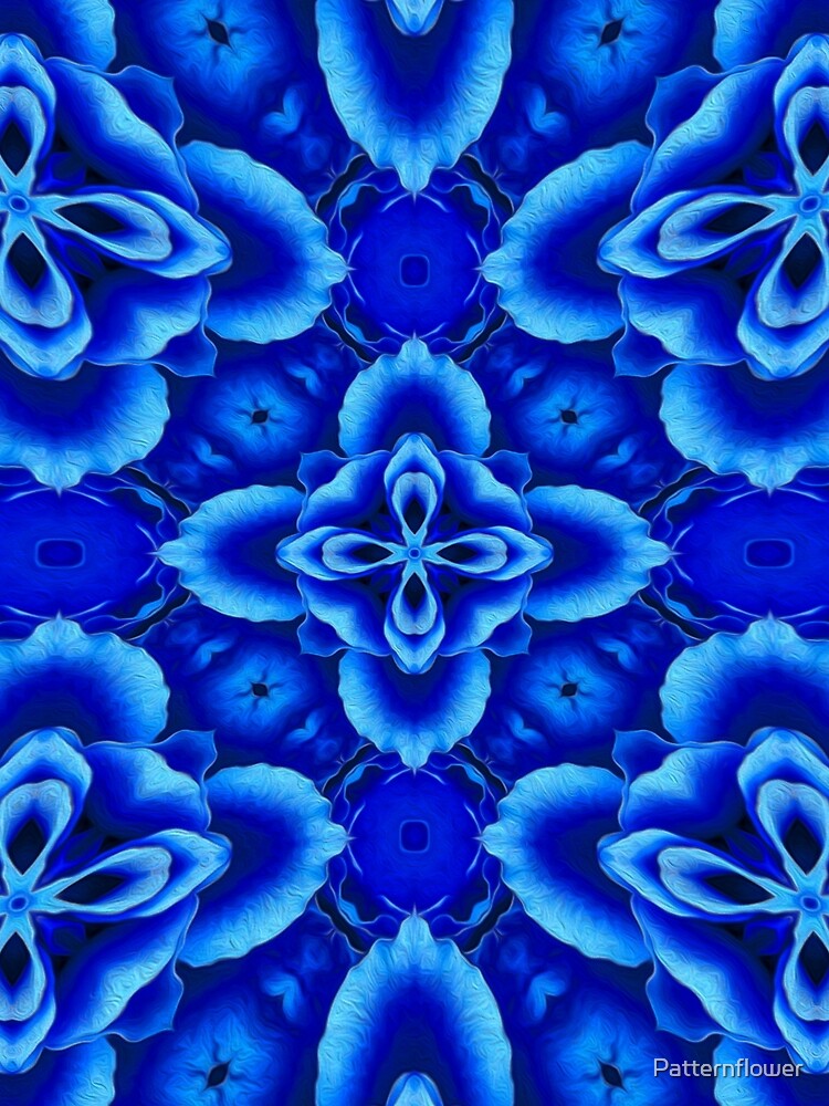 Thumbnail 3 of 3, Scarf, Unique Blue Rose Pattern designed and sold by Patternflower.