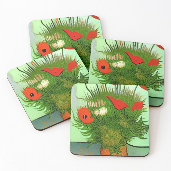 Item preview, POPPIES IN A JAR VAN GOGH STYLE GREEN BACKGROUND designed and sold by sailorsam1805.