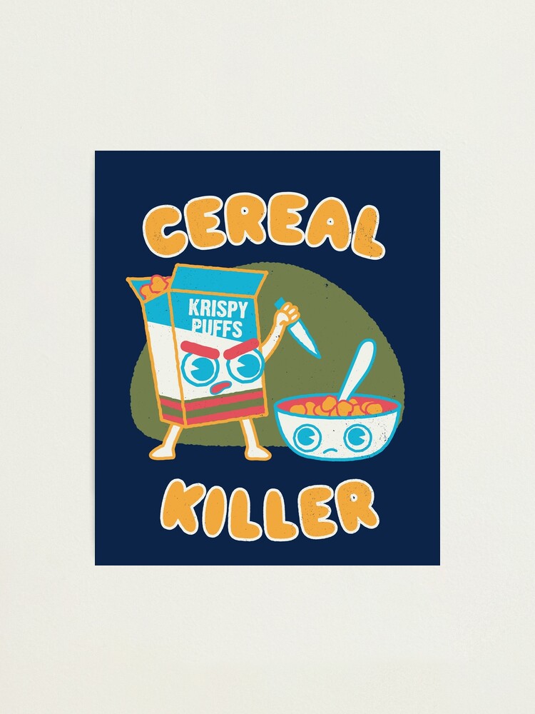 "Cereal Killer fun quirky kawaii cereal box and breakfast bowl, dad
