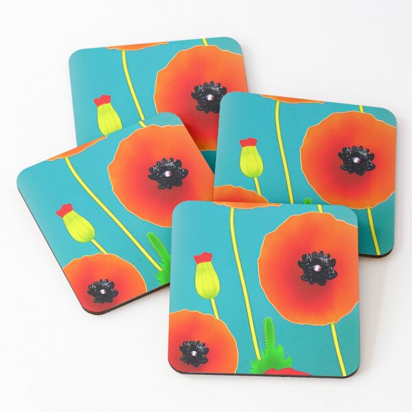 Item preview, STYLISH POPPY TEAL BACKGROUND designed and sold by sailorsam1805.
