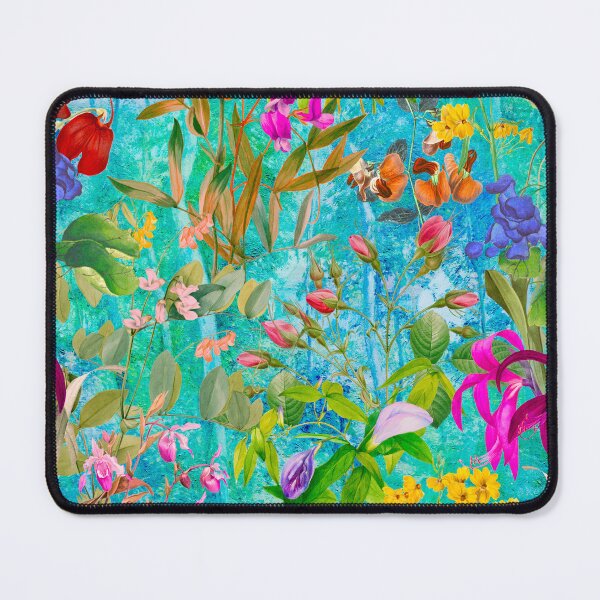 Item preview, Floral blooms and flowers exotic garden, roses and flowers, botanical pattern, flowers illustration, plants pattern, turquoise green floral designed and sold by ZeinabTaha.