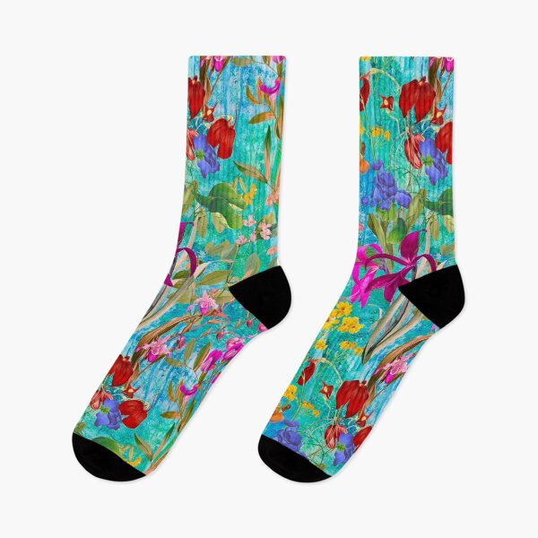 Item preview, Floral blooms and flowers exotic garden, roses and flowers, botanical pattern, flowers illustration, plants pattern, turquoise green floral designed and sold by ZeinabTaha.