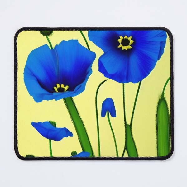 Item preview, BEAUTIFUL BLUE POPPIES LIGHT YELLOW BACKGROUND designed and sold by sailorsam1805.