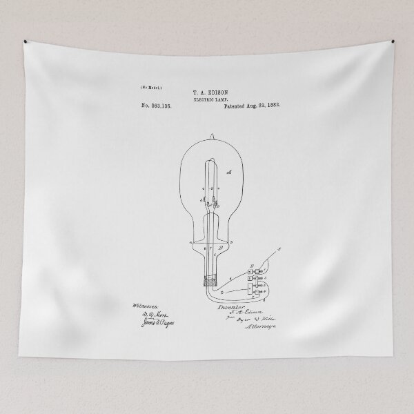 Item preview, Electric Bulb Patent - T. A. Edison - August 22, 1882 - Black Version designed and sold by Aliasandco.