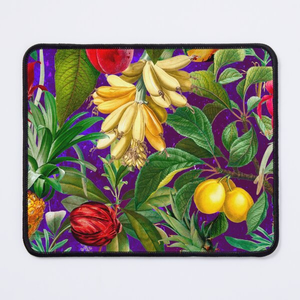 Item preview, Trendy banana floral leaves and fruits tropical pattern, botanical illustration, plants pattern, purple floral illustration designed and sold by ZeinabTaha.