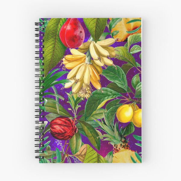Item preview, Trendy banana floral leaves and fruits tropical pattern, botanical illustration, plants pattern, purple floral illustration  designed and sold by ZeinabTaha.