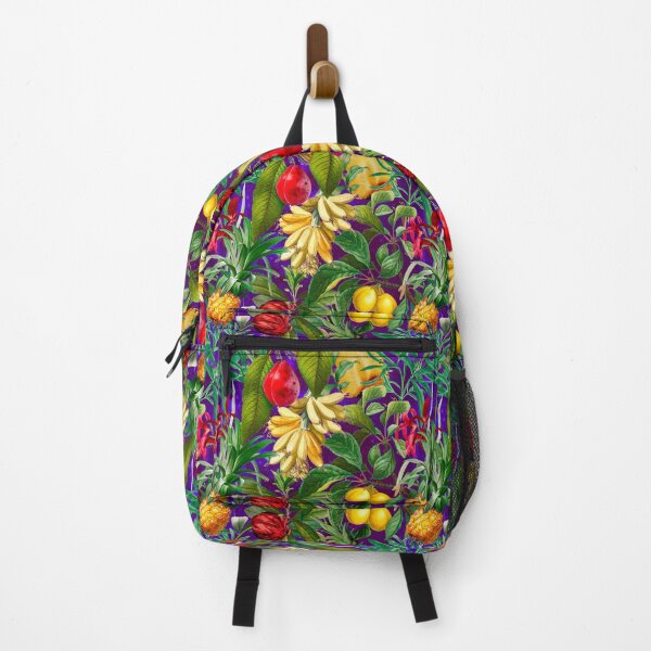 Item preview, Trendy banana floral leaves and fruits tropical pattern, botanical illustration, plants pattern, purple floral illustration designed and sold by ZeinabTaha.