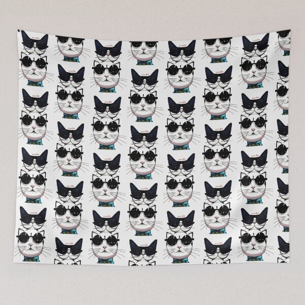Item preview, funny cat face with funky glasses designed and sold by nellylebrun.