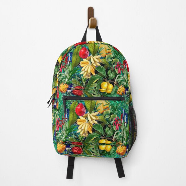Item preview, Trendy banana floral leaves and fruits tropical pattern, botanical illustration, plants pattern, black turquoise floral illustration designed and sold by ZeinabTaha.