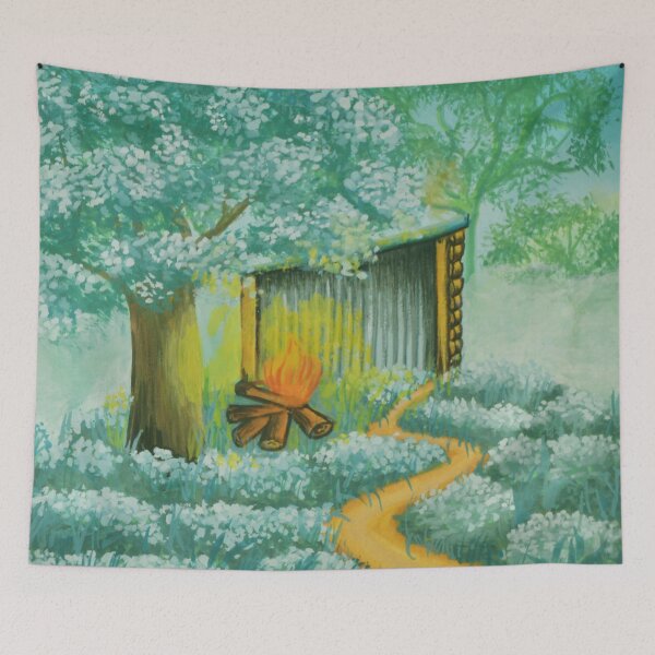 Item preview, The oak hut no. 5 - Secret garden - Gouache painting designed and sold by WanderingGraha.