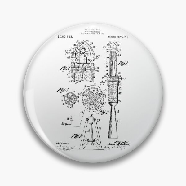 Item preview, Patent De La Fusee - R. H. Goddard - July 7, 1914 - Black Version designed and sold by Aliasandco.