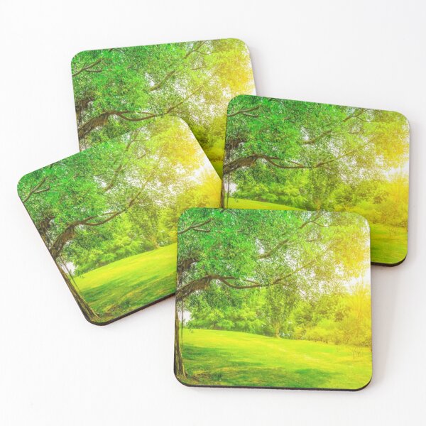 Item preview,  Beautiful green landscape with green trees and mountain at sunset art designed and sold by BEAUTY ⭐⭐⭐⭐⭐.
