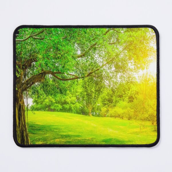 Item preview, Beautiful green landscape with green trees and mountain at sunset art designed and sold by BEAUTY ⭐⭐⭐⭐⭐.