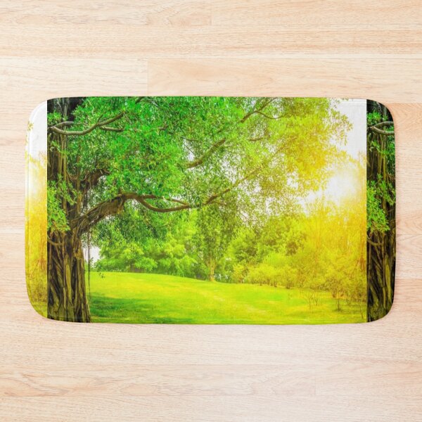 Item preview,  Beautiful green landscape with green trees and mountain at sunset art designed and sold by BEAUTY ⭐⭐⭐⭐⭐.