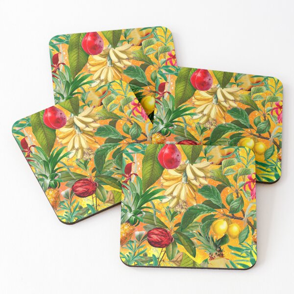 Item preview, Trendy banana floral leaves and fruits tropical pattern, botanical illustration, plants pattern, yellow orange floral illustration  designed and sold by ZeinabTaha.