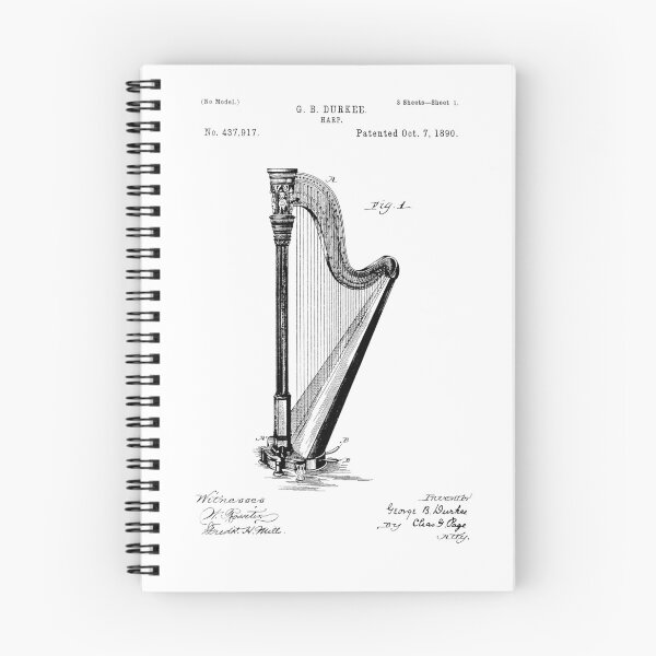 Item preview, Harp Patent - G. B. Durkee - October 7, 1890 - Black Version designed and sold by Aliasandco.