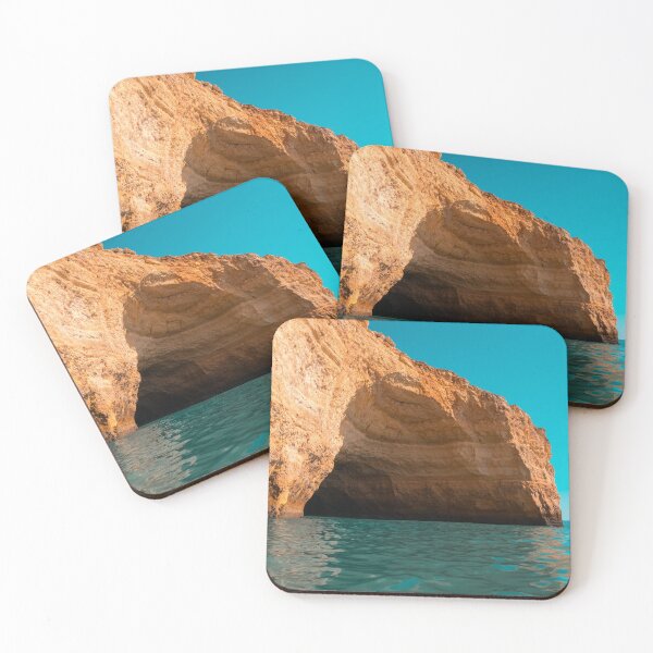 Item preview, Rough Beauty - Algarve Coastal Sea Cave in Orange and Teal designed and sold by Georgia Mizuleva.