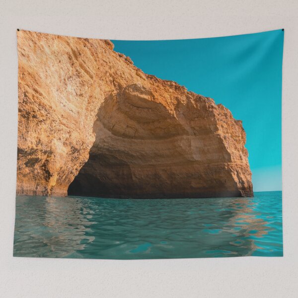 Item preview, Rough Beauty - Algarve Coastal Sea Cave in Orange and Teal designed and sold by Georgia Mizuleva.