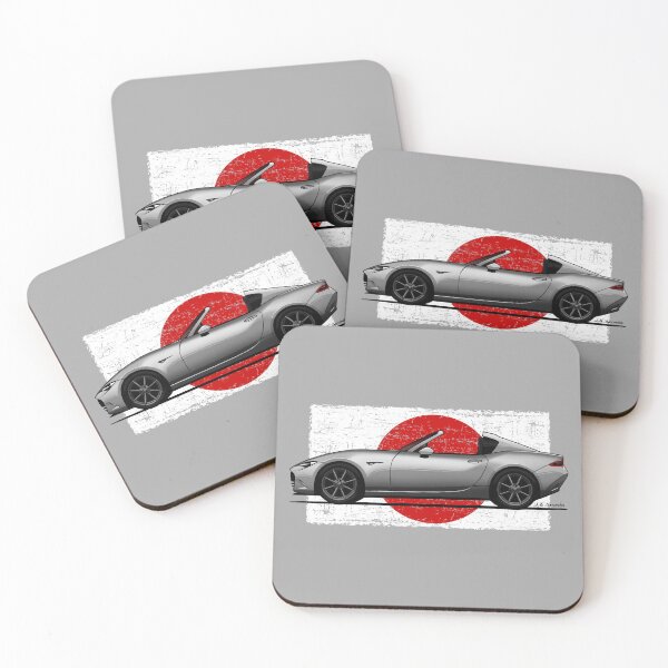 Item preview, My drawing of classic Japanese roadster sports car with Japan flag background designed and sold by designjaag.