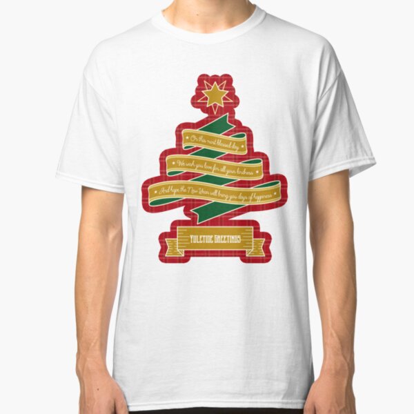 Christmas Tree Ribbon Red Plaid Yuletide Greetings Classic T-Shirt