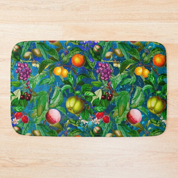 Item preview, Trendy exotic citrus tropical floral leaves and fruits tropical pattern, botanical illustration, blue turquoise floral illustration designed and sold by ZeinabTaha.