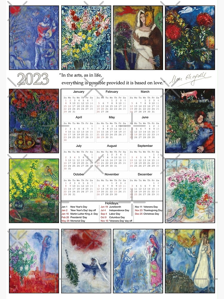 "Marc Chagall 2023 calendar ,Chagall Marc ,Marc Chagall, Marc Chagall
