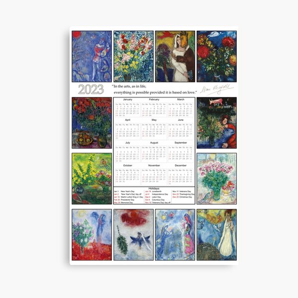 "Marc Chagall 2023 calendar ,Chagall Marc ,Marc Chagall, Marc Chagall