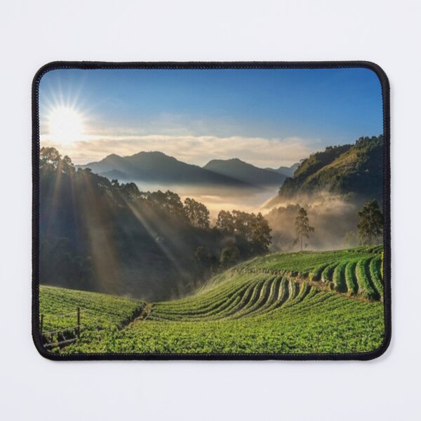 Item preview, Beautiful green landscape with green trees and mountain at sunset art designed and sold by BEAUTY ⭐⭐⭐⭐⭐.