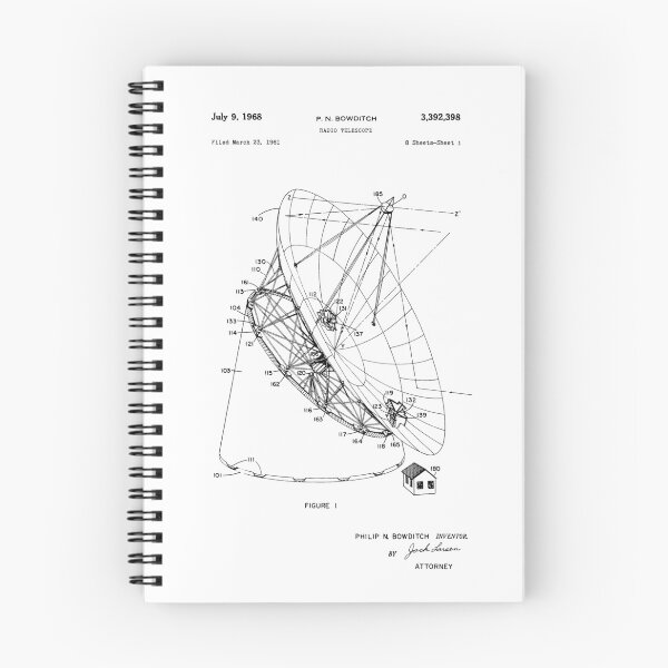 Item preview, Radio Telescope Patent - P. N. Bowditch - July 9, 1968 - Black Version designed and sold by Aliasandco.