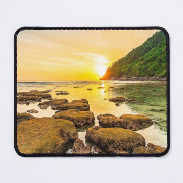 Item preview, Beautiful green landscape with green trees and mountain at sunset art designed and sold by BEAUTY ⭐⭐⭐⭐⭐.