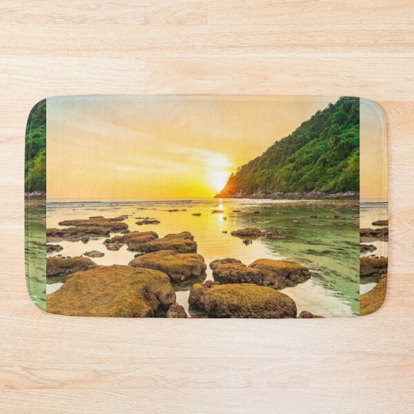 Item preview, Beautiful green landscape with green trees and mountain at sunset art designed and sold by BEAUTY ⭐⭐⭐⭐⭐.