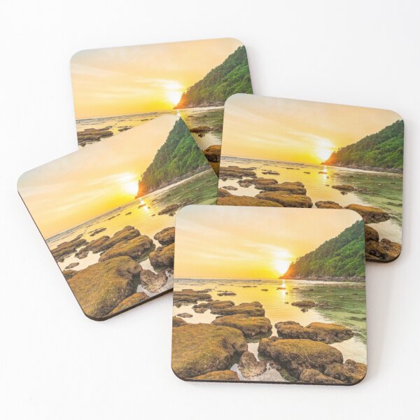 Item preview, Beautiful green landscape with green trees and mountain at sunset art designed and sold by BEAUTY ⭐⭐⭐⭐⭐.
